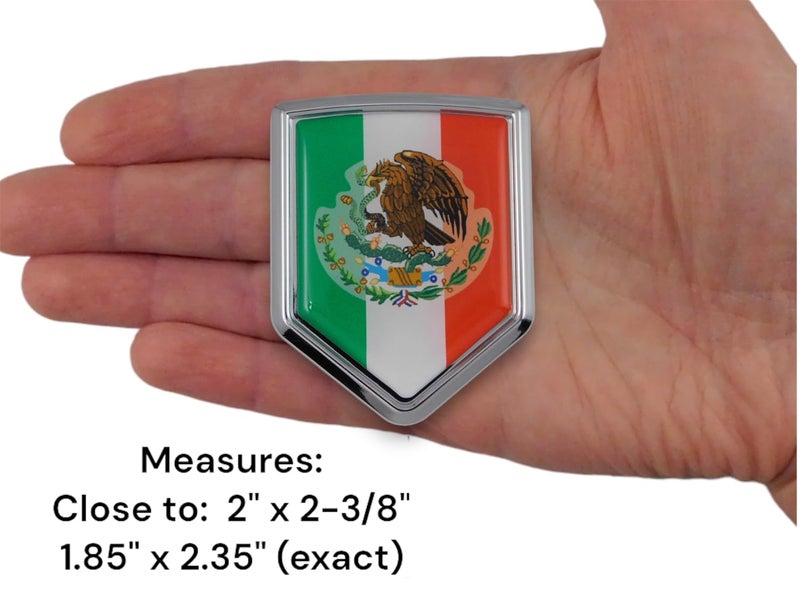 Car Chrome Decals Mexico Flag Mexican Emblem Chrome Car 3D Decal Sticker Car Chrome Decals Shield Shape - Image 2